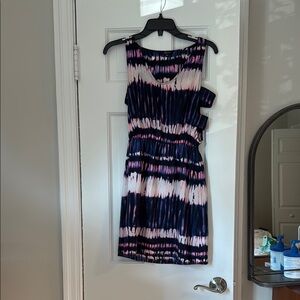 Soprano Pink and Blue Ribbed Asymmetrical Sheath Dress